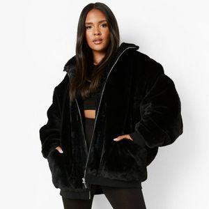 Boohoo Plus Black Teddy Jacket